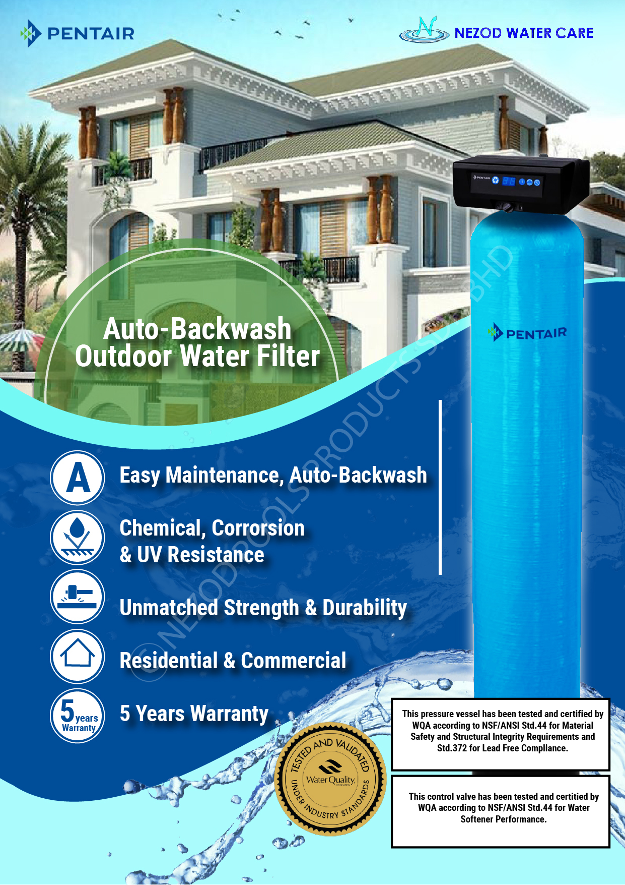 PENTAIR POE844AT OUTDOOR HOME WATER FILTER (AUTO BACKWASH ...